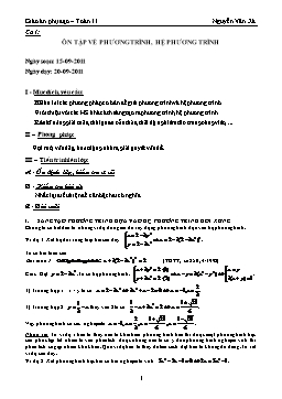 Giáo án phụ đạo Toán 11 ca 1: Ôn tập về phương trình, hệ phương trình