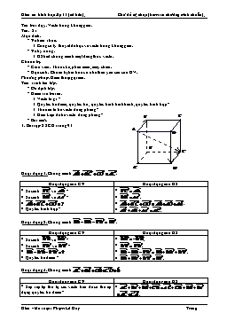 Giáo án Tự chọn Hình học lớp 11 (cơ bản) tiết 21: Vectơ trong không gian