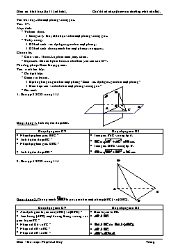 Giáo án Tự chọn Hình học lớp 11 (cơ bản) tiết 27: Hai mặt phẳng vuông góc