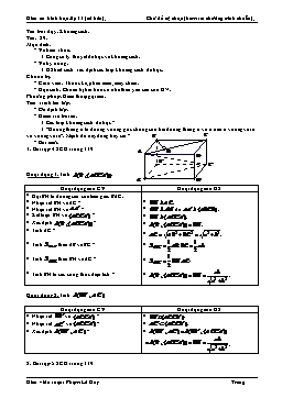 Giáo án Tự chọn Hình học lớp 11 (cơ bản) tiết 29: Khoảng cách