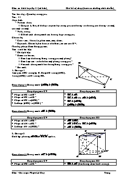 Giáo án Tự chọn Hình học lớp 11 (cơ bản) tiết 33: Quan hệ vuông góc