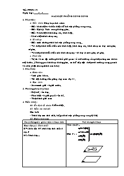 Giáo án Tự chọn Toán lớp 11 tiết 19: Hai mặt phẳng song song