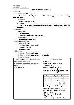 Giáo án Tự chọn Toán lớp 11 tiết 31: Quy tắc tính đạo hàm