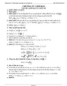 Giải tích 11: Giới hạn của dãy số và hàm số
