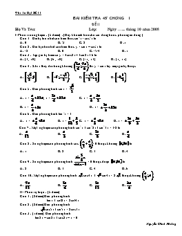 Bài kiểm tra 45' Chương I - Đại số 11 nâng cao