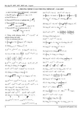 Bài tập Phương trình và bất phương trình mũ – logarit