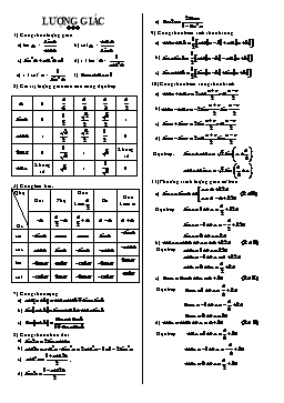 Công thức Lượng giác 11