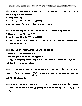 Dạng bài tập sử dụng định nghĩa và các tính chất của hình lăng trụ