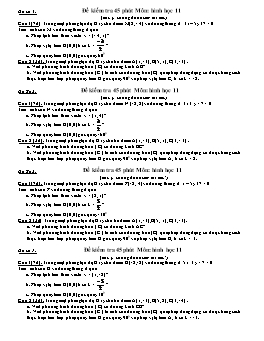 Đề kiểm tra 45 phút Môn: Hình học 11