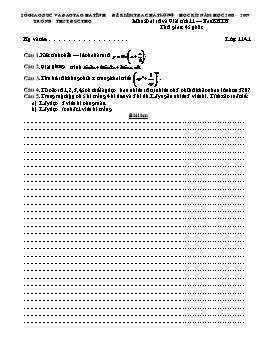Đề kiểm tra chất lượng học kì I Môn: Đại số và Giải tích 11 – Ban KHTN (Đề 2)