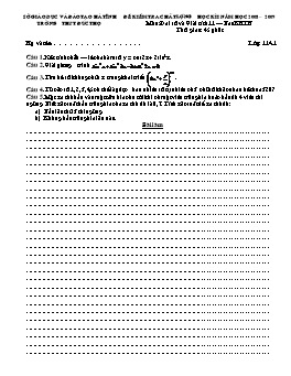 Đề kiểm tra chất lượng học kì I Môn: Đại số và Giải tích 11 – Ban KHTN