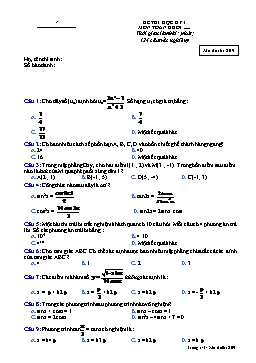 Đề kiểm tra học kì I môn: Toán - Khối 11 (Đề 12)