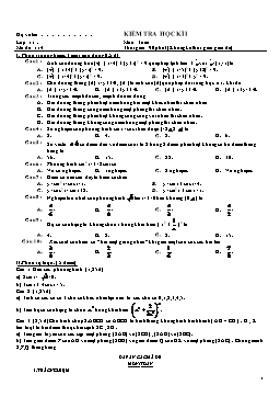 Đề kiểm tra học kì I môn: Toán - Khối 11 (Đề 13)