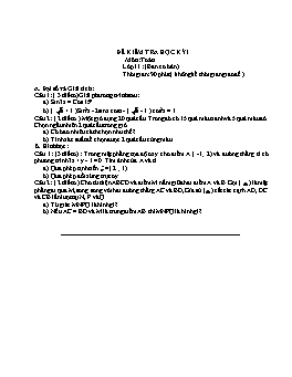 Đề kiểm tra học kì I môn: Toán - Khối 11 (Đề 15)