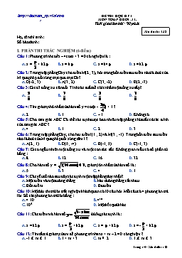 Đề kiểm tra học kì I môn: Toán - Khối 11 (Đề 16)