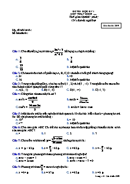 Đề kiểm tra học kì I môn: Toán - Khối 11 (Đề 17)