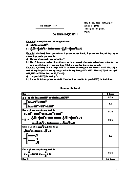 Đề kiểm tra học kì I môn: Toán - Khối 11 (Đề 18)