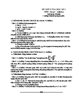 Đề kiểm tra học kì I môn: Toán - Khối 11 (Đề 1)