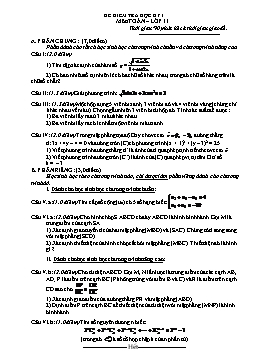 Đề kiểm tra học kì I môn: Toán - Khối 11 (Đề 3)