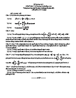 Đề kiểm tra học kì I môn: Toán - Khối 11 (Đề 6)