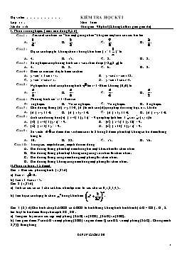 Đề kiểm tra học kì I môn: Toán - Khối 11 (Đề 8)