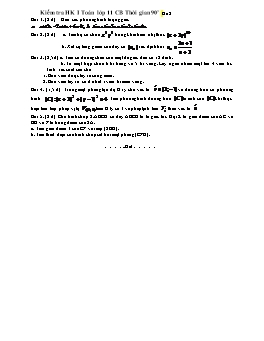 Đề kiểm tra học kì I môn: Toán - Khối 11 (Đề 9)
