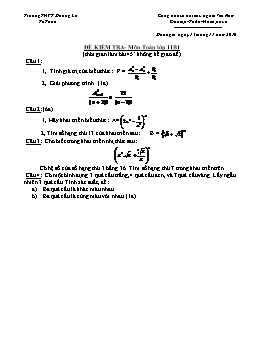 Đề kiểm tra- Môn Toán lớp 11 (Giải tích - Chương 2)