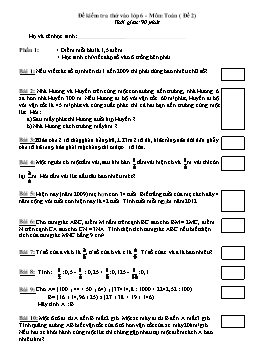 Đề kiểm tra thử vào lớp 6 - Môn: Toán ( Đề 2)