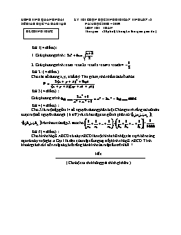 Đề thi chọn học sinh giỏi cấp tỉnh Quảng Ngãi lớp 12 năm học 2008 – 2009 môn thi: Toán