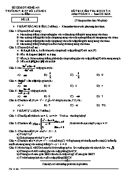 Đề thi kiểm tra học kỳ II môn: Toán 11 - Ban cơ bản