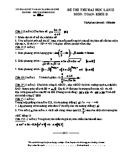 Đề thi thử đại học lần II môn: Toán- Khối D