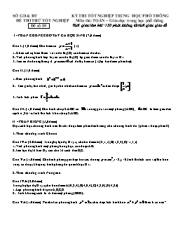 Đề thi thử tốt nghiệp THPT môn thi: Toán − Đề số 10