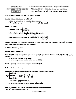 Đề thi thử tốt nghiệp THPT môn thi: Toán − Đề số 23