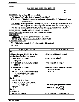 Giáo án Đại số 11 ban cơ bản tiết 32: Bài tập xác suất của biến cố