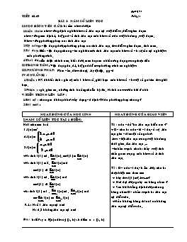 Giáo án Đại số 11 ban cơ bản tiết 68, 69: Hàm số liên tục