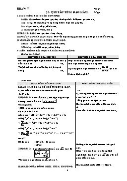 Giáo án Đại số 11 ban cơ bản tiết 76, 77, 78: Qui tắc tính đạo hàm