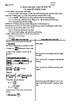 Giáo án Đại số 11 ban cơ bản tiết 79-82: Đạo hàm các hàm số hữu tỉ và hàm số lượng giác