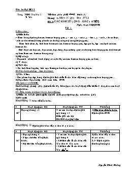 Giáo án Đại số 11 nâng cao tiết 1: Các hàm số lượng giác