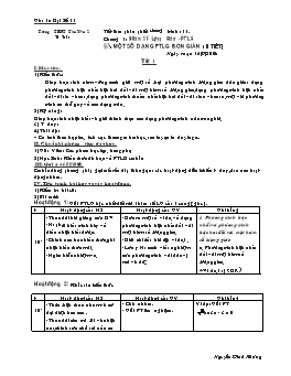 Giáo án Đại số 11 nâng cao tiết 11: Một số dạng phương trình lượng giác đơn giản