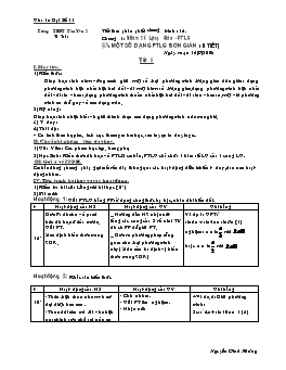 Giáo án Đại số 11 nâng cao tiết 15: Một số dạng phương trình lượng giác đơn giản