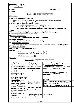 Giáo án Đại Số 11KHTN tiết 29: Nhị thức Newton