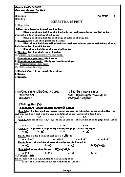 Giáo án Đại Số 11KHTN tiết 30: Kiểm tra 45 phút