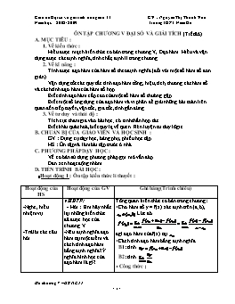 Giáo án Đại số và giải tích nâng cao 11 tiết 86: Ôn tập chương V