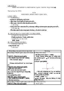 Giáo án Hình học 11 chuẩn - Chương 1: Phép dời hình và phép đồng dạng trong mặt phẳng
