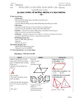 Giáo án Hình học 11 cơ bản - Chương 2 - Bài 1: Đại cương về đường thẳng và mặt phẳng