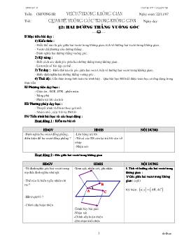 Giáo án Hình học 11 cơ bản - Chương 3 - Bài 2: Hai đường thẳng vuông góc