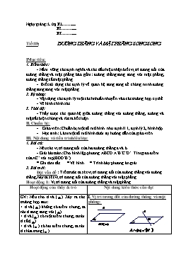 Giáo án Hình học 11 tiết 18: Đường thẳng và mặt phẳng song song