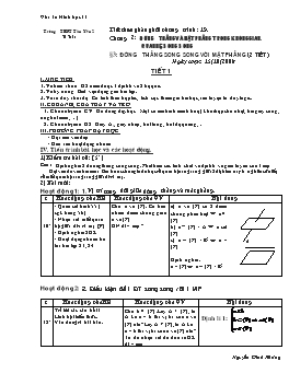Giáo án môn Hình học 11 nâng cao tiết 19: Đường thẳng song song với mặt phẳng