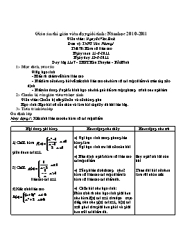 Giáo án thi giáo viên dạy giỏi tỉnh Đại số 11 - Tiết 70: Hàm số liên tục