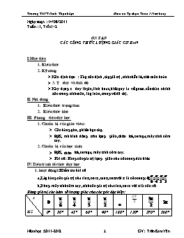 Giáo án Tự chọn Toán 11 (cơ bản) tuần 1: Ôn tập các công thức lượng giác cơ bản